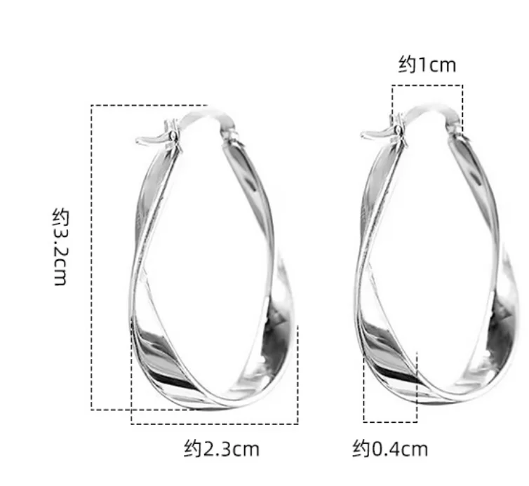 925 Sterling Silver Geometric Twisted Arc Mobius Strip Hoop Earrings Huggies for Women Fine Jewelry Minimalist Accessories