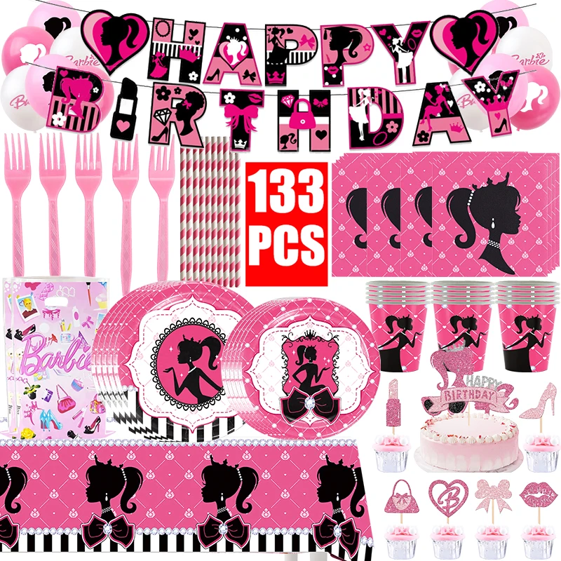 Princess Birthday Party Tableware Decoration Plate Cup Napkin Tablecloth Set Cartoon Girls Baby Shower Kids Favor Party Supplies