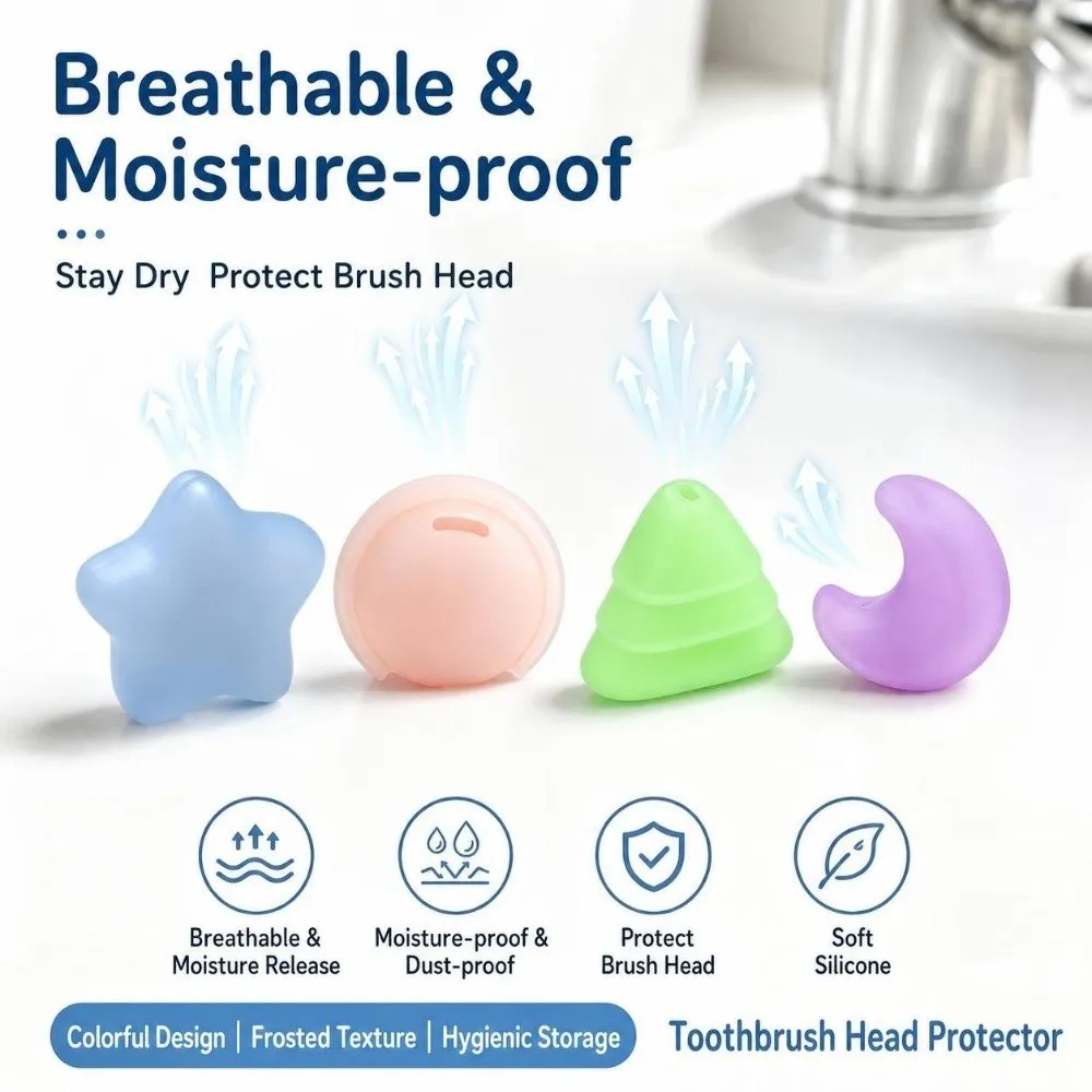 4pcs Portable Silicone Toothbrush Cover Dustproof Ventilated Toothbrush Head Cap Toothbrush Protective Case Home Travel