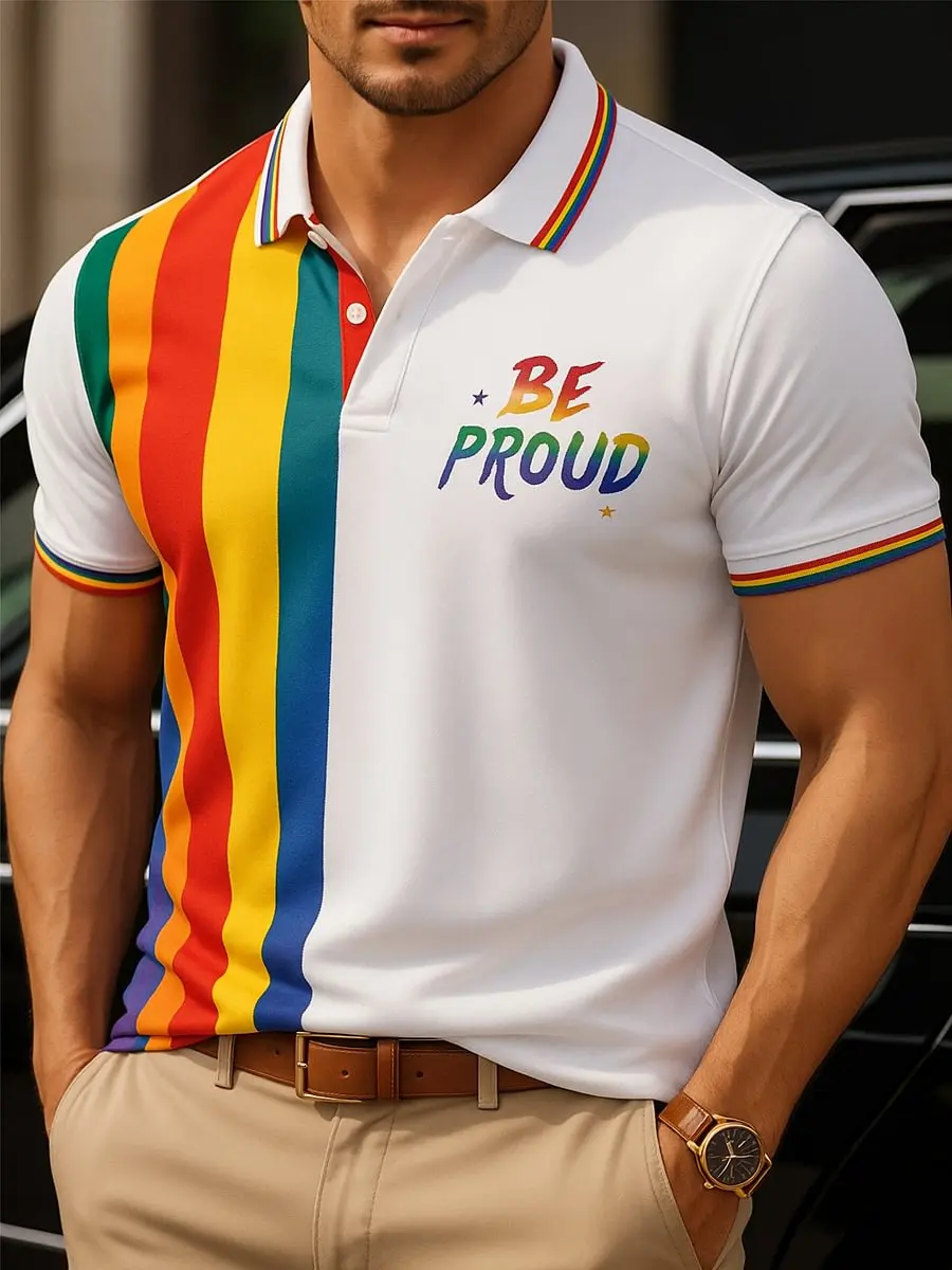 

Rainbow Art Casual Short Sleeve Polo Shirt Men‘s Casual Short Sleeve Polo Shirt