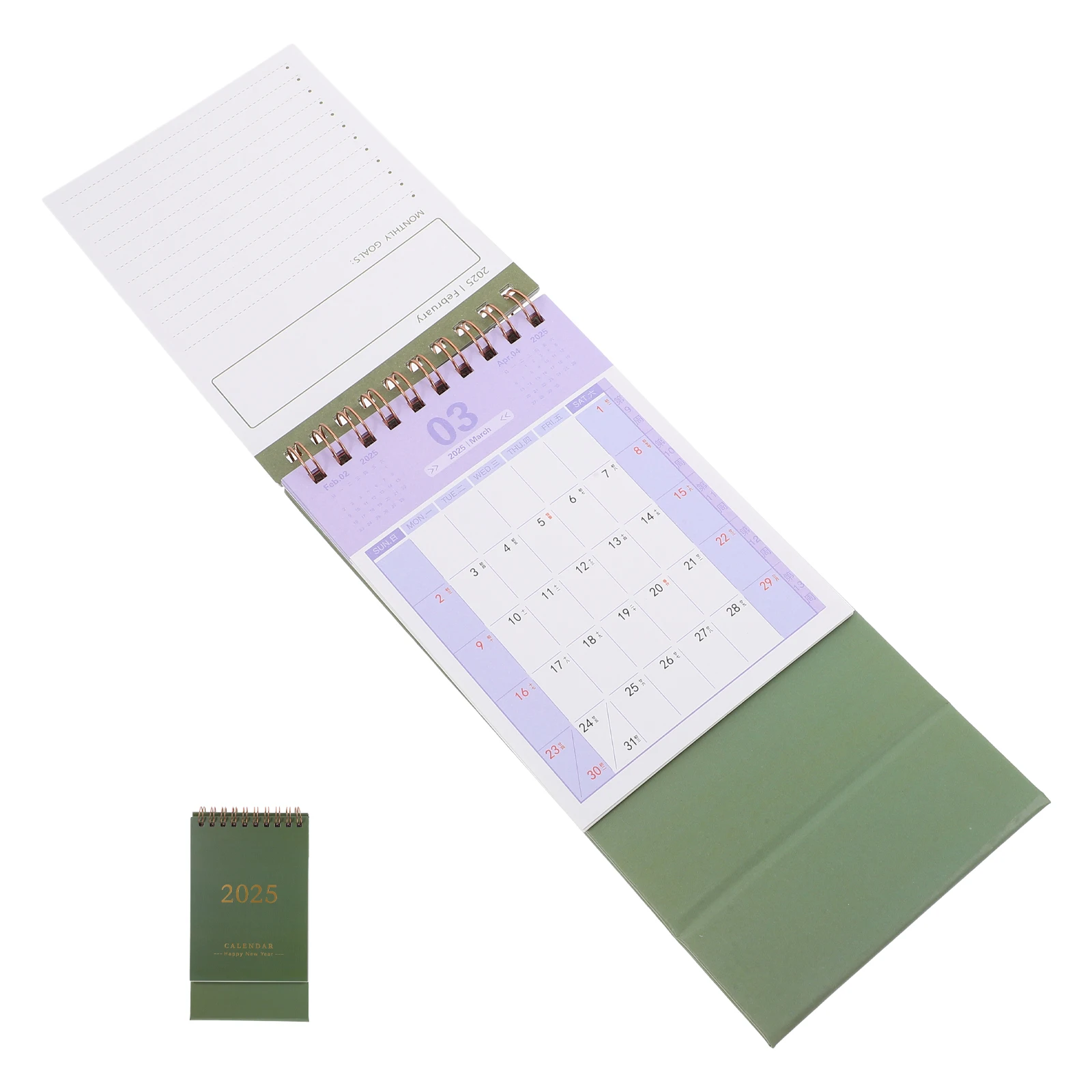 

2024-2025 Small Desktop Flip Calendar Paper Office Home School Sturdy Metal Binding 360 Degree Turning Chinese for Teachers