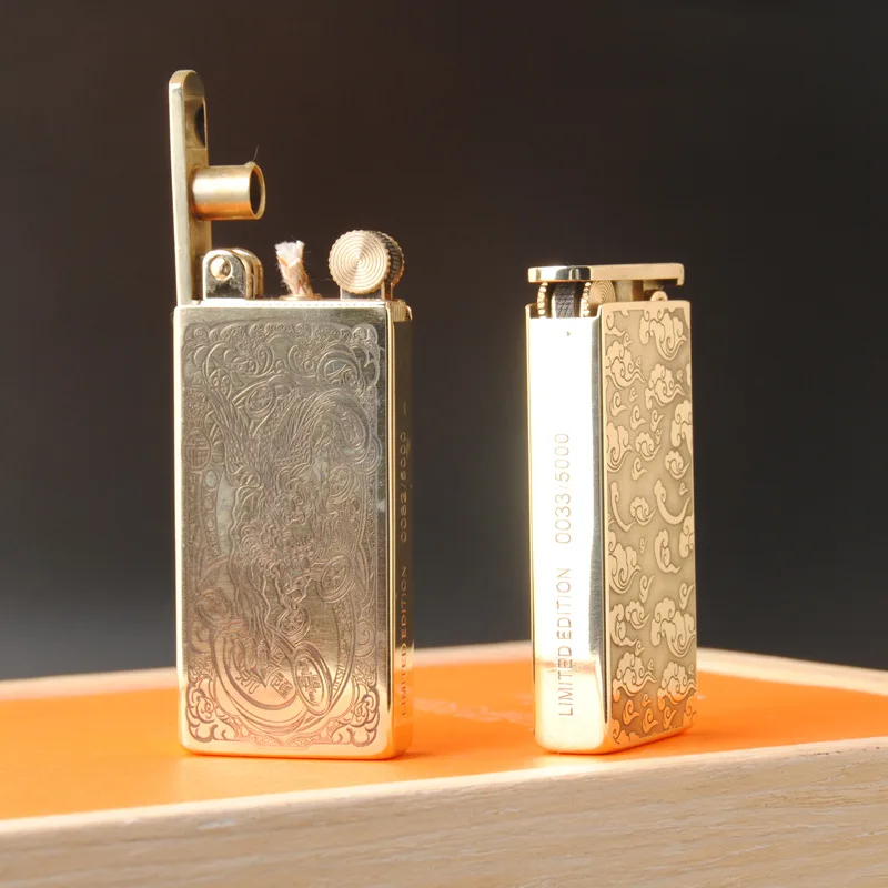 2023 New ZORRO Elevator Kerosene Lighter Grinding Wheel Open Flame Personalized Retro Relief Xiangyunlong Lighter Smoking Tools