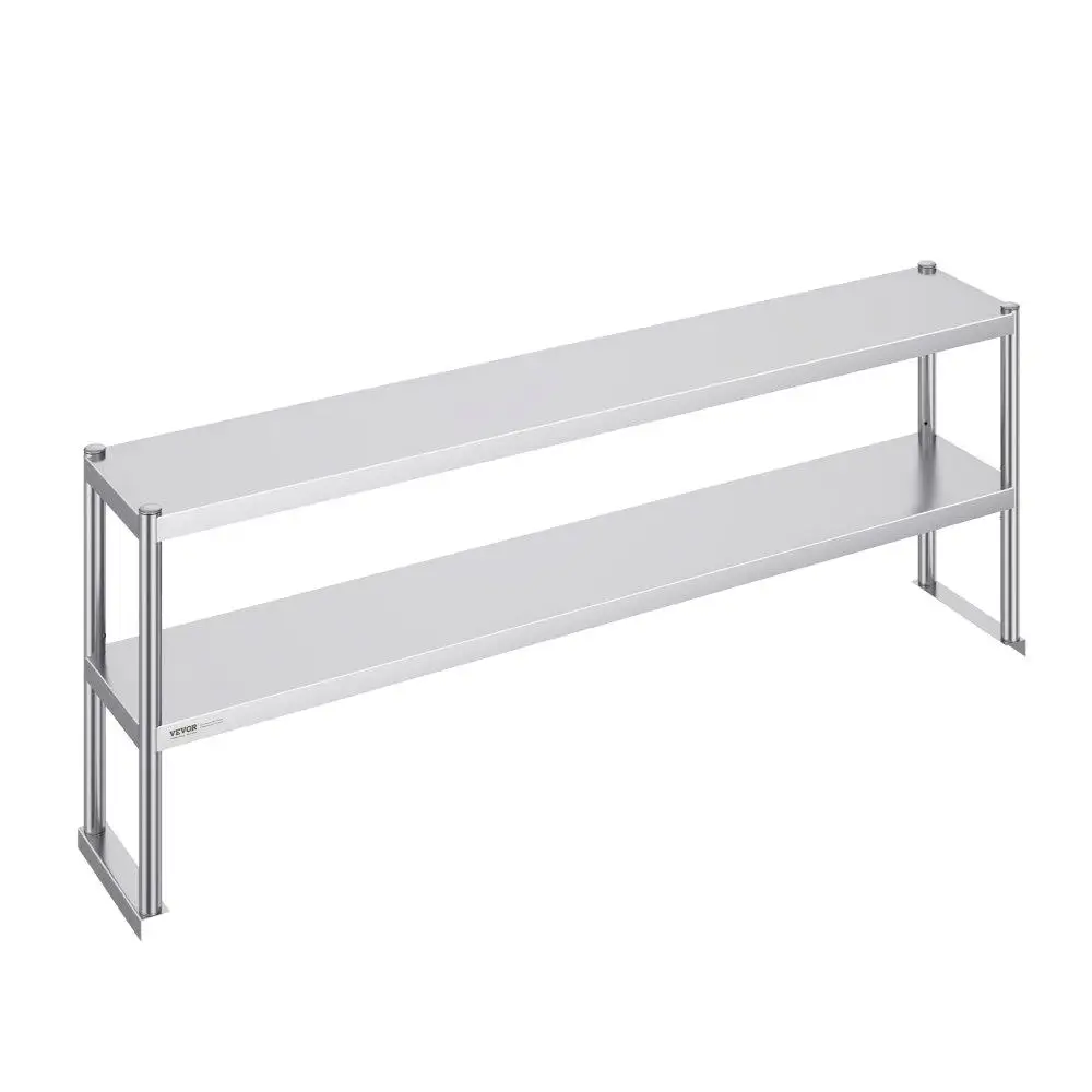 

Двухъярусный рабочий стол Overshelf из нержавеющей стали 12x72 дюйма, двухъярусный, регулируемый по высоте, рабочий стол для кухни, ресторана, мастерской