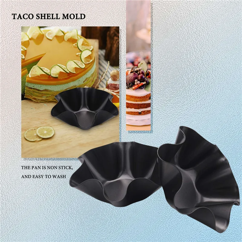 Grandi padelle antiaderenti scanalate per Tortilla Shell produttori di insalatiere per Taco, acciaio al carbonio antiaderente, Set di 4 Tostada Bakers