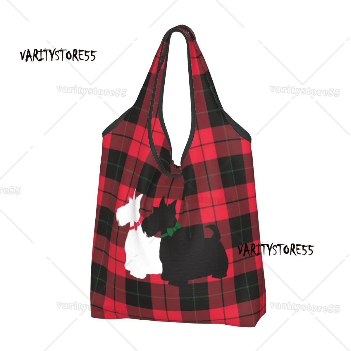 Vintage Scottie Dog Grocery Bags Durable Large Reusable Recycle Foldable Heavy Duty Scottish Terrier Shopping Eco Bag