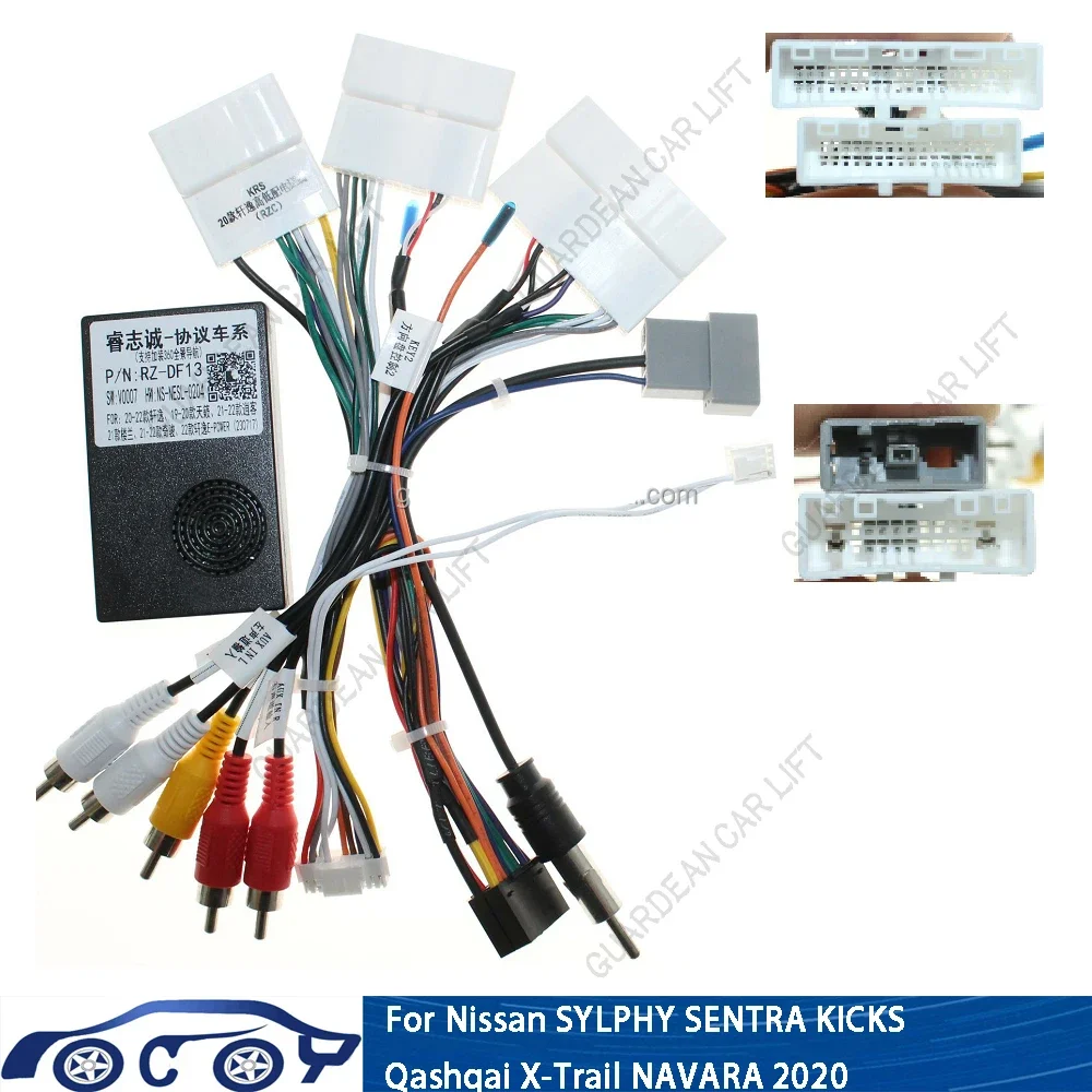 Car Radio Wiring Cable For 2020 Nissan SYLPHY SENTRA KICKS Qashqai X-Trail NAVARA 16Pin Harness Adapter With CANBUS Plug Decode