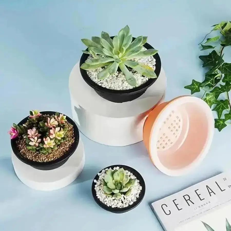 Useful 1 Pcs Balcony Large Flower Basket New Succulent Pot Plastic Round Succulent Flower Pot Dwarf Pot Horticultural Flowerpot