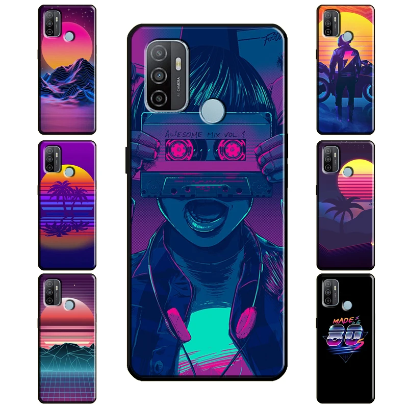 Synthwave 80's Retro Art For OPPO A15 A91 A83 A53 A31 A9 A5 2020 A3S A5S A1K Find X3 Pro F5 F7 A52 A72 Phone Case