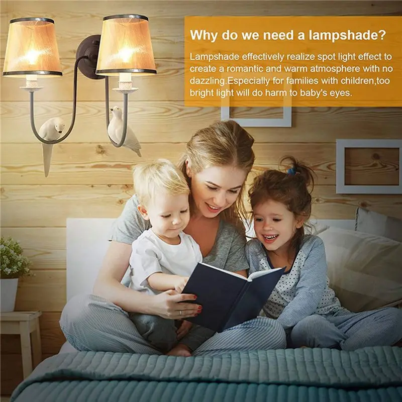 BHTS-6 Pack Clip On Gauze Chandelier Lamp Shades Little Upright Wall Candle Light Lampshade (Gold)