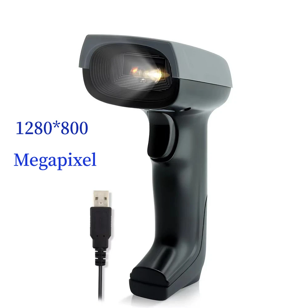 Wired Handheld Barcode Scanner, High Resolution CMOS 2D QR Code Reader with 1280×800 Global Shutter Sensor