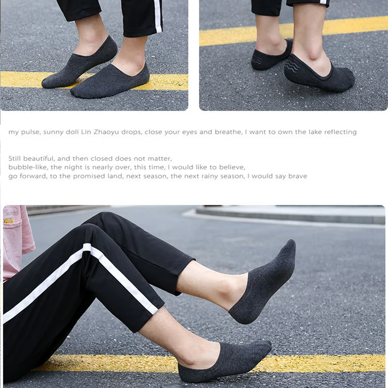 5/10/20 Pasang Kaus Kaki Pendek Unisex Warna Solid Bernapas Menyerap Keringat Kaus Kaki Tak Terlihat Pria Wanita Lembut Kasual Kaus Kaki Tanpa Tali
