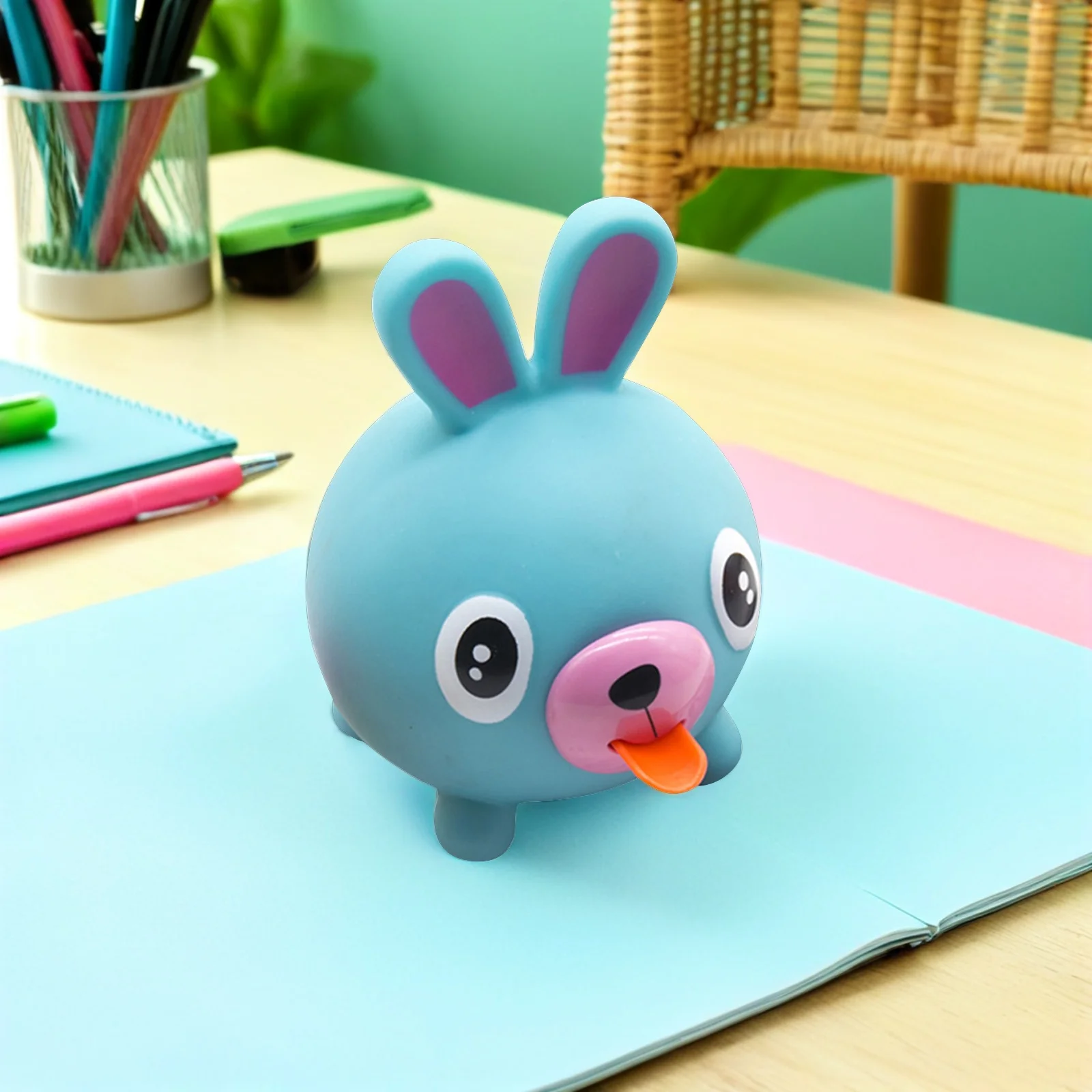 Mini Squeak Rabbit Sensory Squeeze Animal for Kids Anxiety Relief Decompression Fidget Plaything Squeeze Toy Tongue