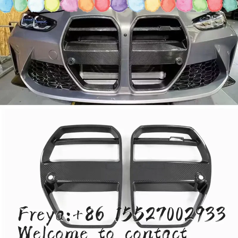 Front Grille Kidney Racing Grill Real Carbon Fiber Car Upper Bumper Hood Air Mesh Grid Frame For M3 G80 M4 G82 G83