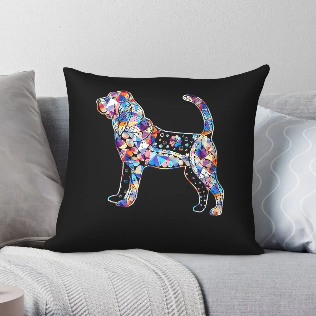 Awesome Bloodhound Geometric Pillowcase Polyester Linen Velvet Creative Zip Decor Bed Cushion Cover Wholesale 45x45