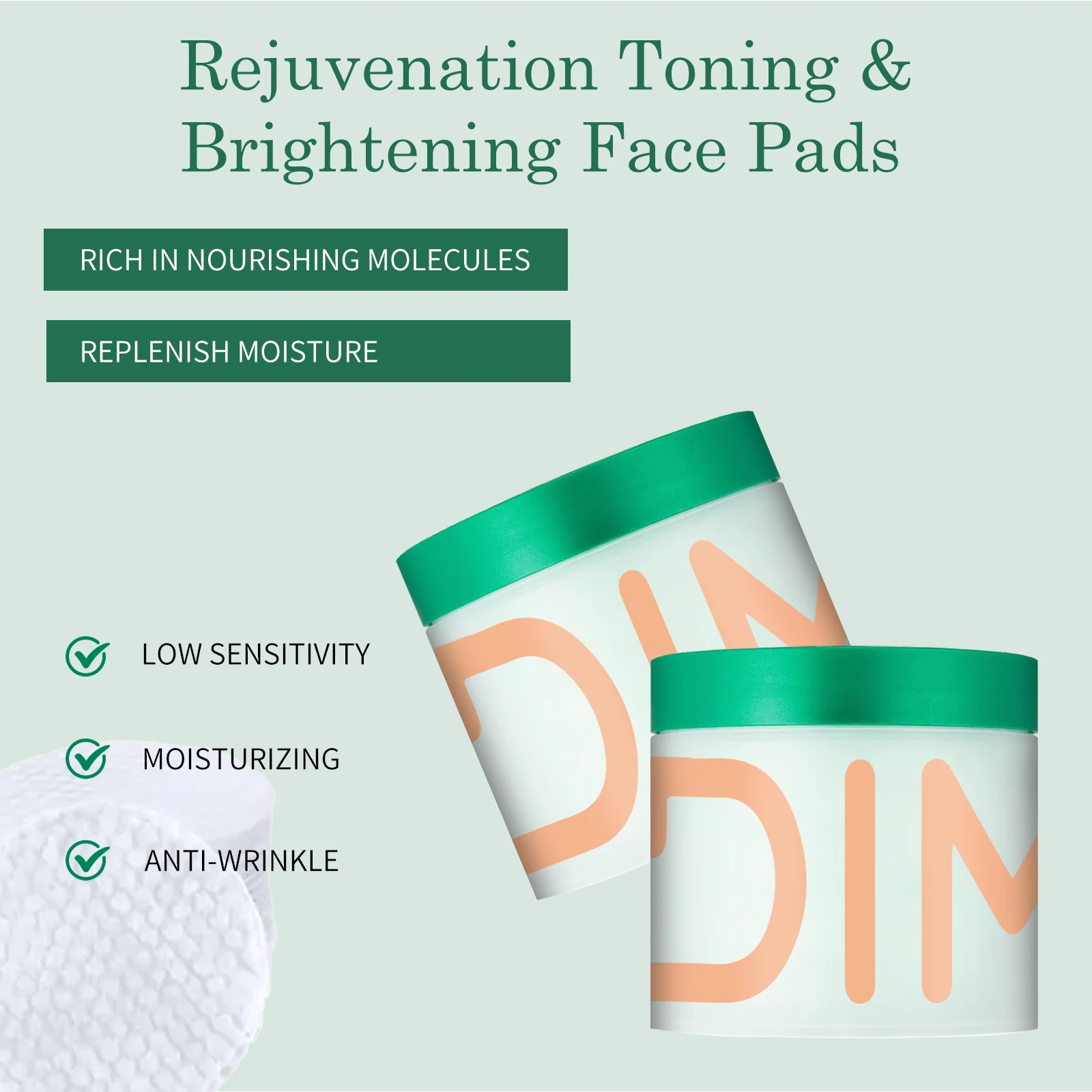 Увлажняющие ватные диски Тонер для осветления тонких линий против прыщей Гладкий Вывленный питательный Успокаивающий тон кожи Восстановление поврежденной кожи