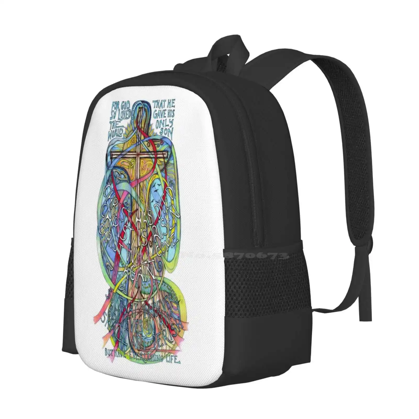 Christ Is Risen Hot Sale Schoolbag Backpack Fashion Bags Lindisfarne Gospels Gospel Holy Island Illuminated Manuscripts Mary