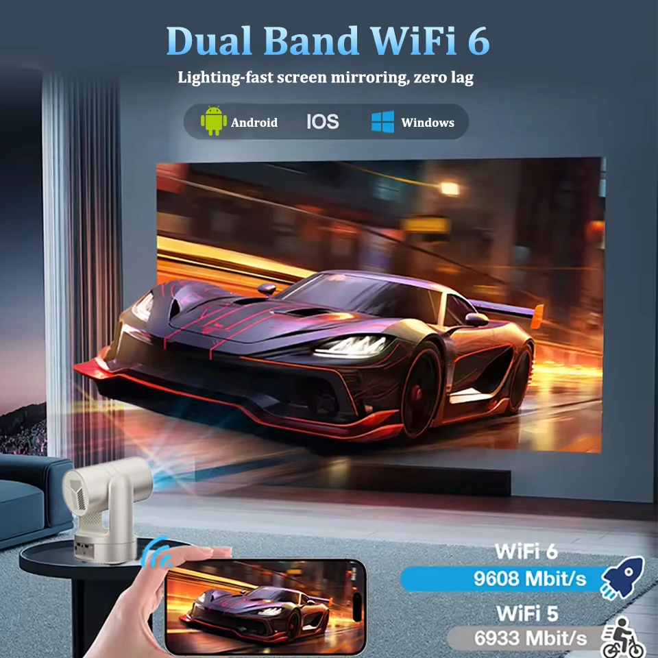 HY7 300ANSI 4K Portable Projector 1080P Support Auto Focus  Android Full HD Cinema Home Theater WiFi6 Outdoor Party Projectors