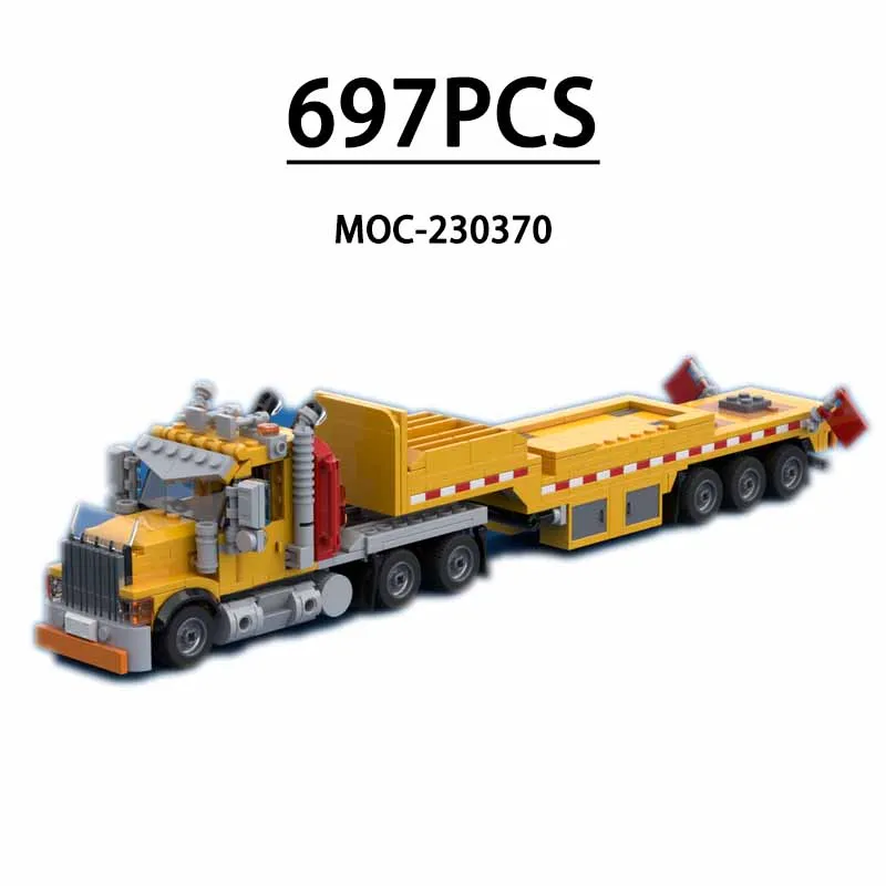

MOC-230370 Super Freight Truck and Ladder Trailer Building Block Toy, 697-Piece Cargo Transport Vehicle Model Christmas Gift
