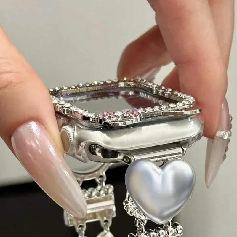 HOT Hollow Schutzhülle für Apple Watch Case 9/8/7 41mm 45mm Bling Women Bumper Frame Cover iWatch Series 40mm 44mm 6/5/4 SE – Detail 5