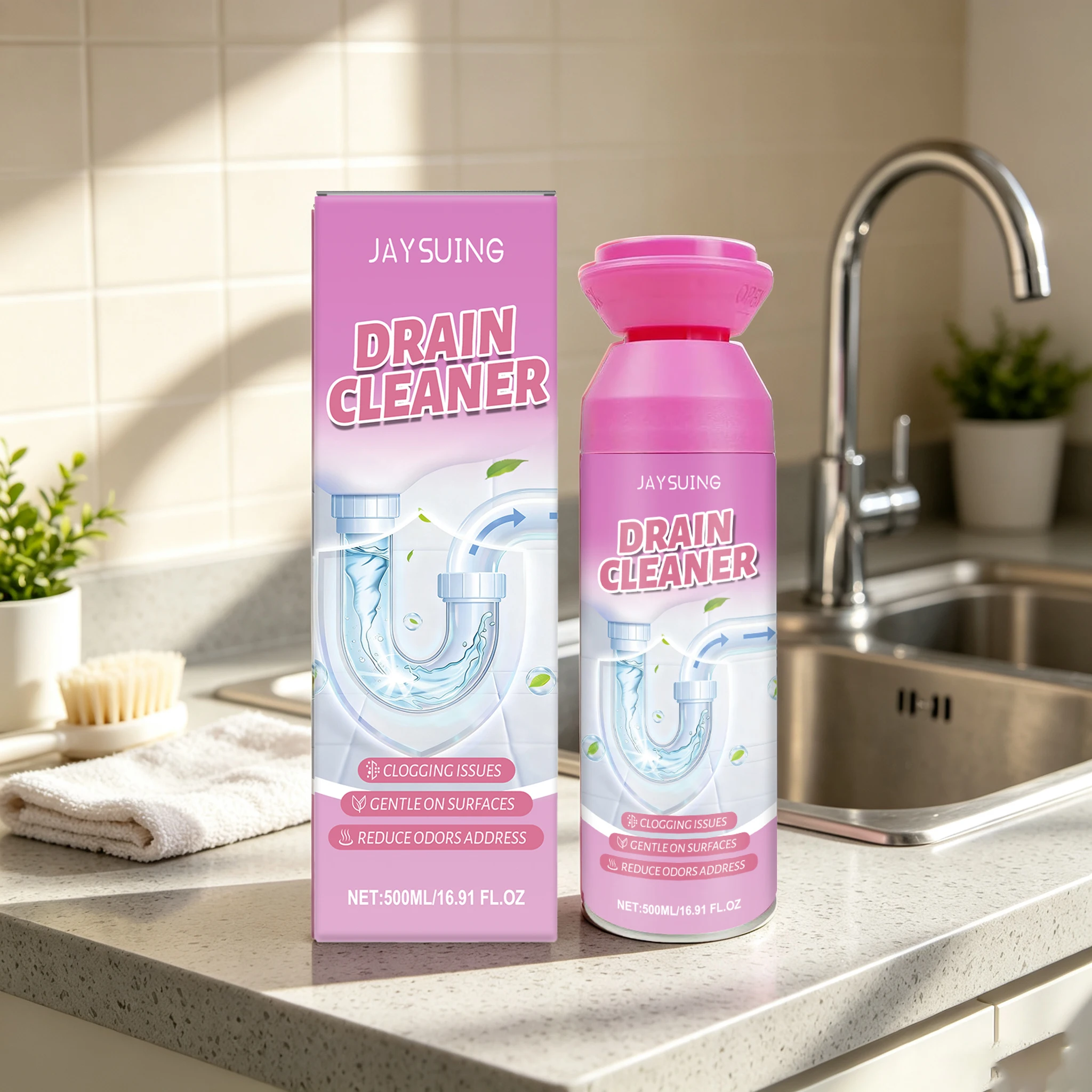 500ML Pipe Cleaner Quick Dissolve Stubborn Stains Eliminate Bad Odors Break Down Dirts Pipe Blockage Powerful Unclogging Agents