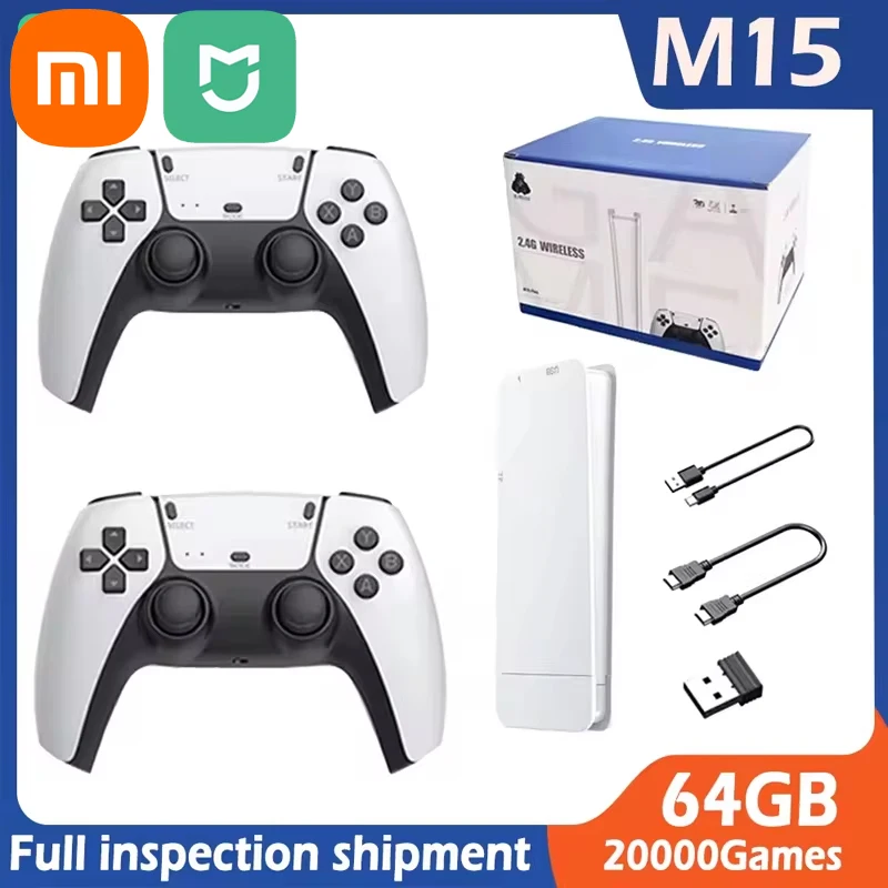 Xiaomi Mijia M15 Game Stick Mini TV Handheld Game Console Wireless Gamepads Video Game 64G 20000+ Retro Game HD Output for PS1