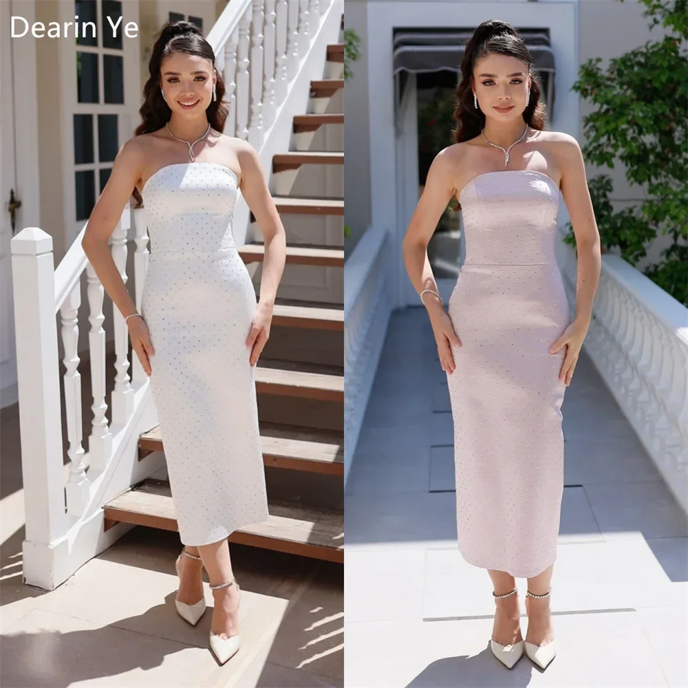 

Saudi Arabia Evening Dress Dearin Strapless Column Ankle Length Skirts Vertically Bespoke Occasion Dresses Prom Formal Gown