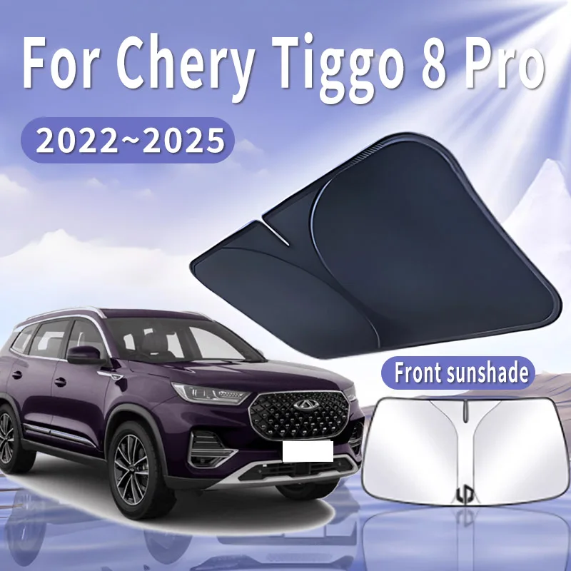 Foldable Car Sun Visor For Chery Tiggo 8 Pro 2022~2025 Front Windshield Sunshade Heat Insulation Summer Cooling Auto Accessories