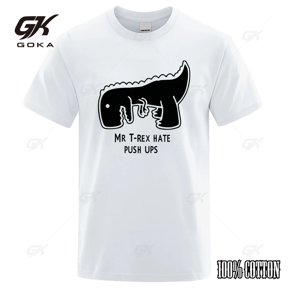 Cotton Cool Men Women T-Shirt Tea Rex Funny Cartoon Print Short Sleeve T Shirts Mr Trex Hate Push Ups Casual Brand Tee Shirt