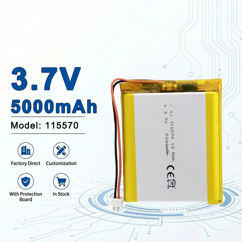 115570 3.7V 5000mAh Large Capacity Li-Polymer Battery for Portable Power Tools and Outdoor Equipment 546280 124861 906090 146074