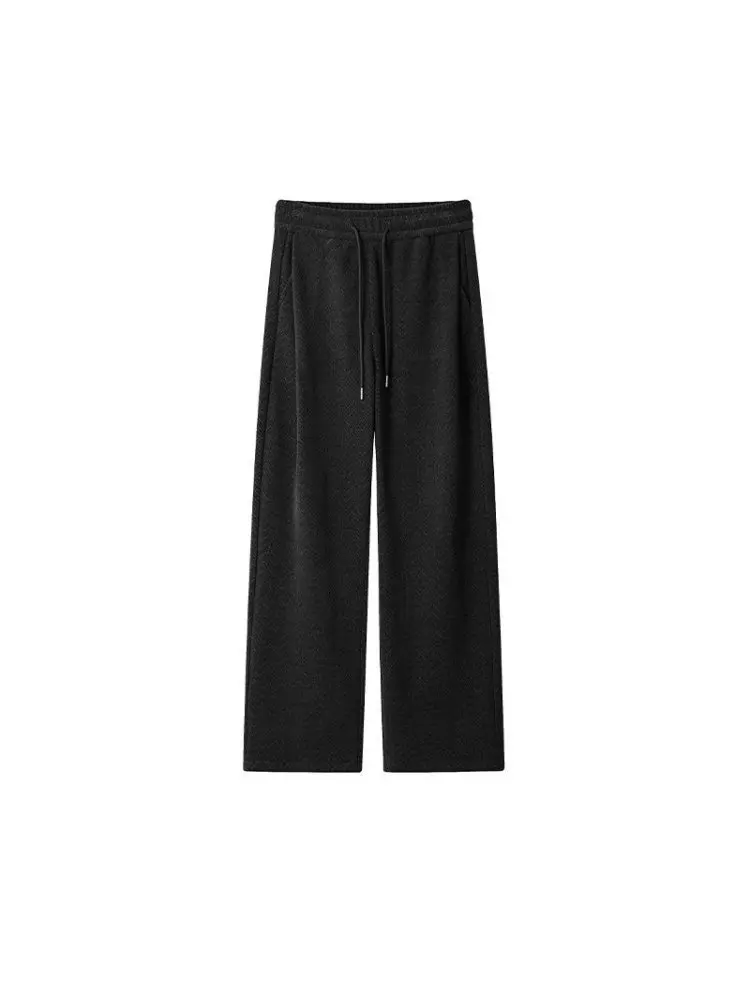 Loose Comfortable Men's Straight Leg Casual Pants Drawstring Sporty American Trendy Breathable Long Trousers Autumn Fashion
