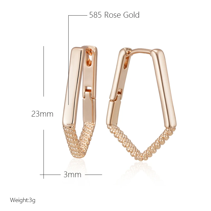 Wbmqda Simple 585 Rose Gold Color Rhombus Drop Earrings For Women