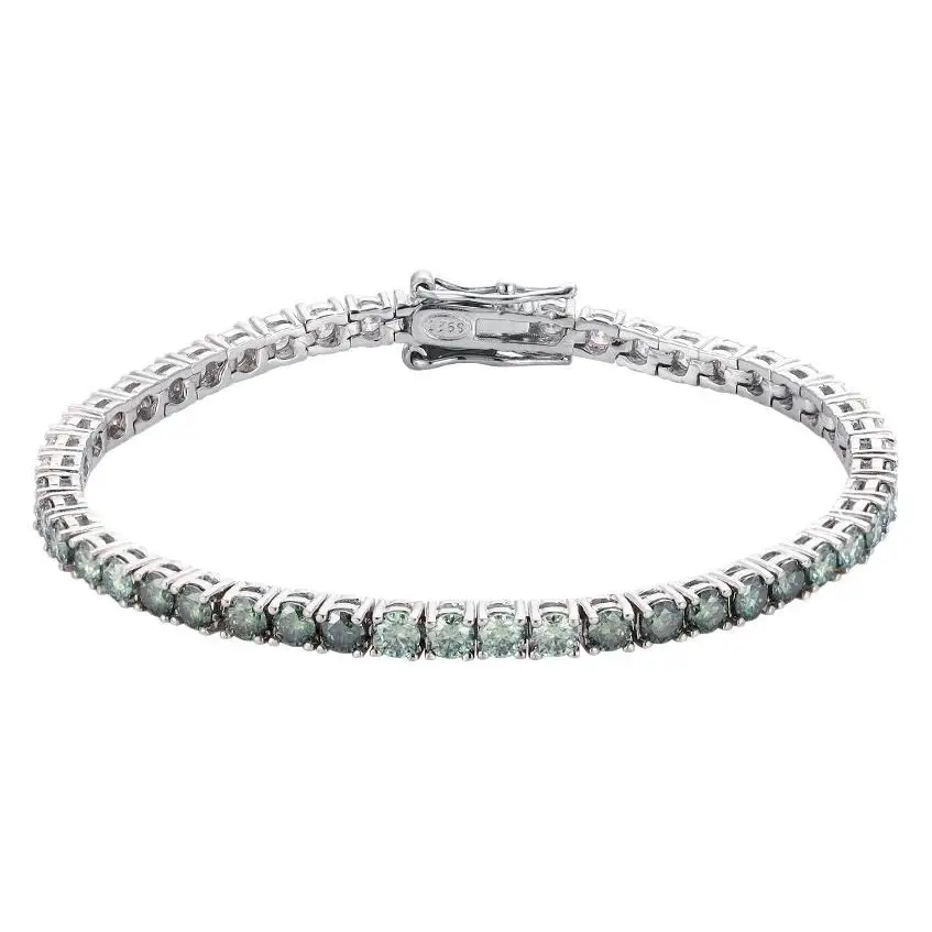 EUREKA  925 Sterling Silver 3EX Colorful 3 MM Real Moissanite Diamonds Gemstone Tennis Chain Bracelets Bangle Fine Jewelry