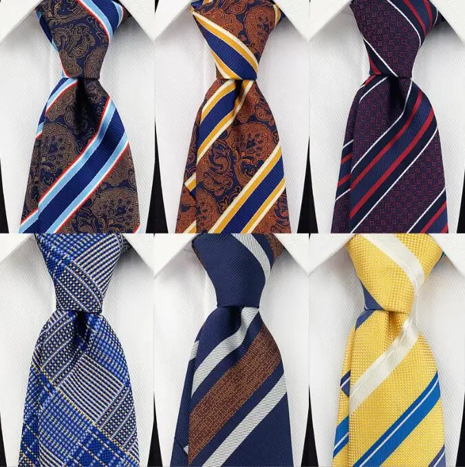 

Ricnai Striped Yellow Blue 8cm Silk Tie Men's Tie Wedding Business Formal Occasion Party Casual Gift Accessories