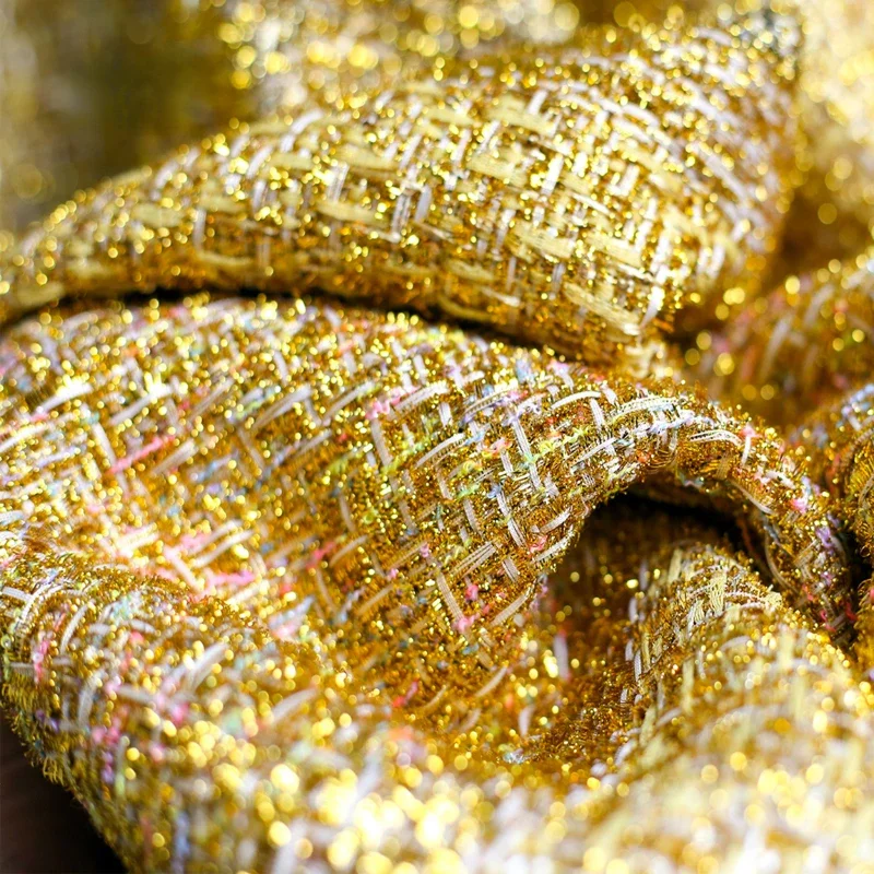 Gold Small Fragrant Fabric Crisp Blend European American Designer Cloth Apaprel Diy Sewing Nylon Polyester Material