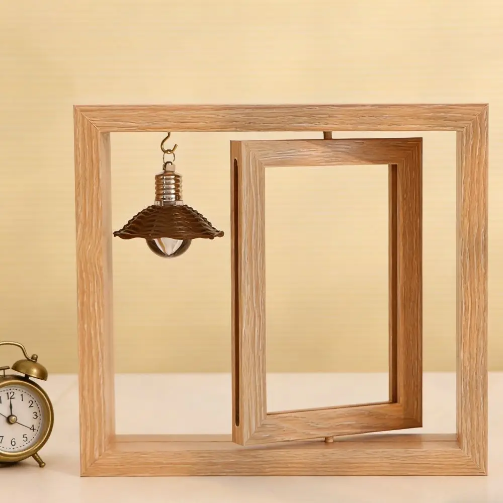 

Gifts Double-Sided Wooden Picture Frame Rotate Creative Flip Photo Frame Hollow Square Decorative Frame Bedroom