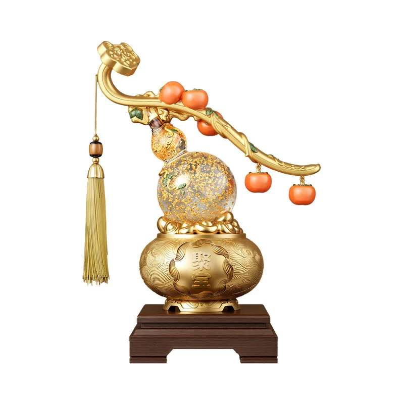 Persimmon Ruyi crystal gourd ornament, living room entrance wine cabinet decoration, moving new home housewarming gift