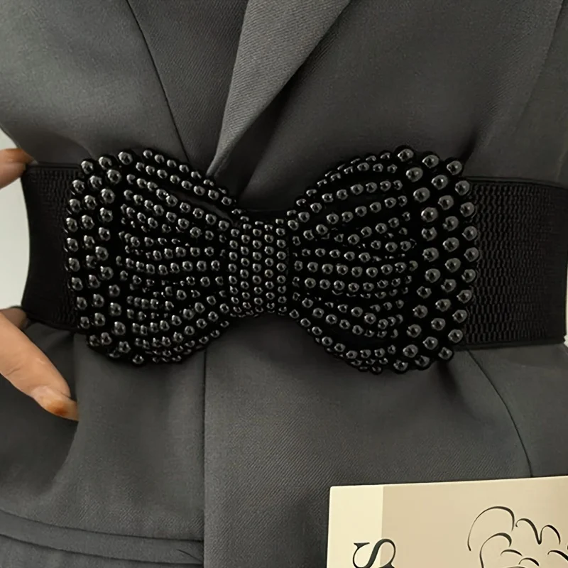 

Large Bowknot Elastic Belts Elegant Wide Side Waistband Dress Female Dress Coat Clothing Exquisite Decoration Belts