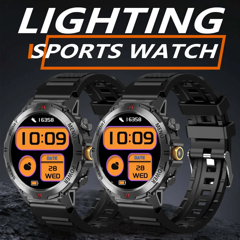 LAXASFIT yeni erkekler LED el feneri akıllı Bluetooth saat konuşma kalp hızı spor izleme IP68 su geçirmez açık spor Smartwatch