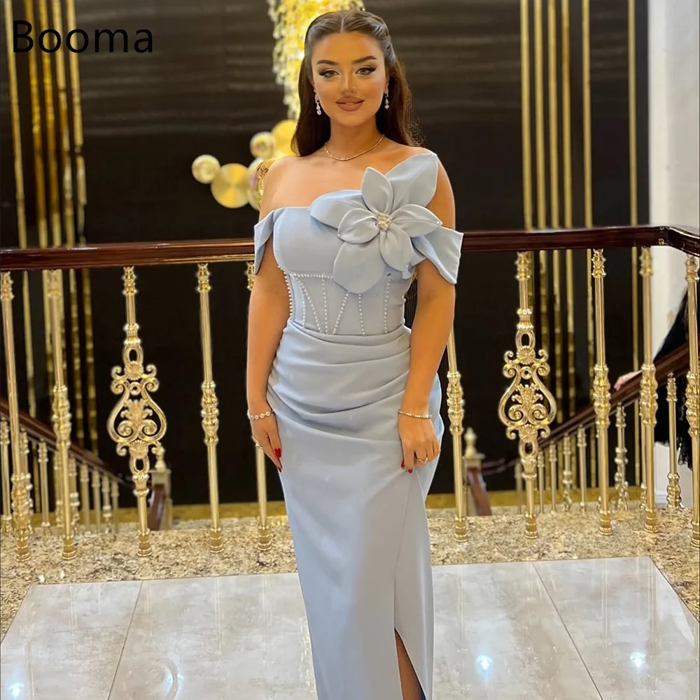 

Booma Mermaid Off The Shoulder Pearls Simple Prom Dresses Formal Gowns for Women Long Pleat Flower Evening Dress Customized 2025