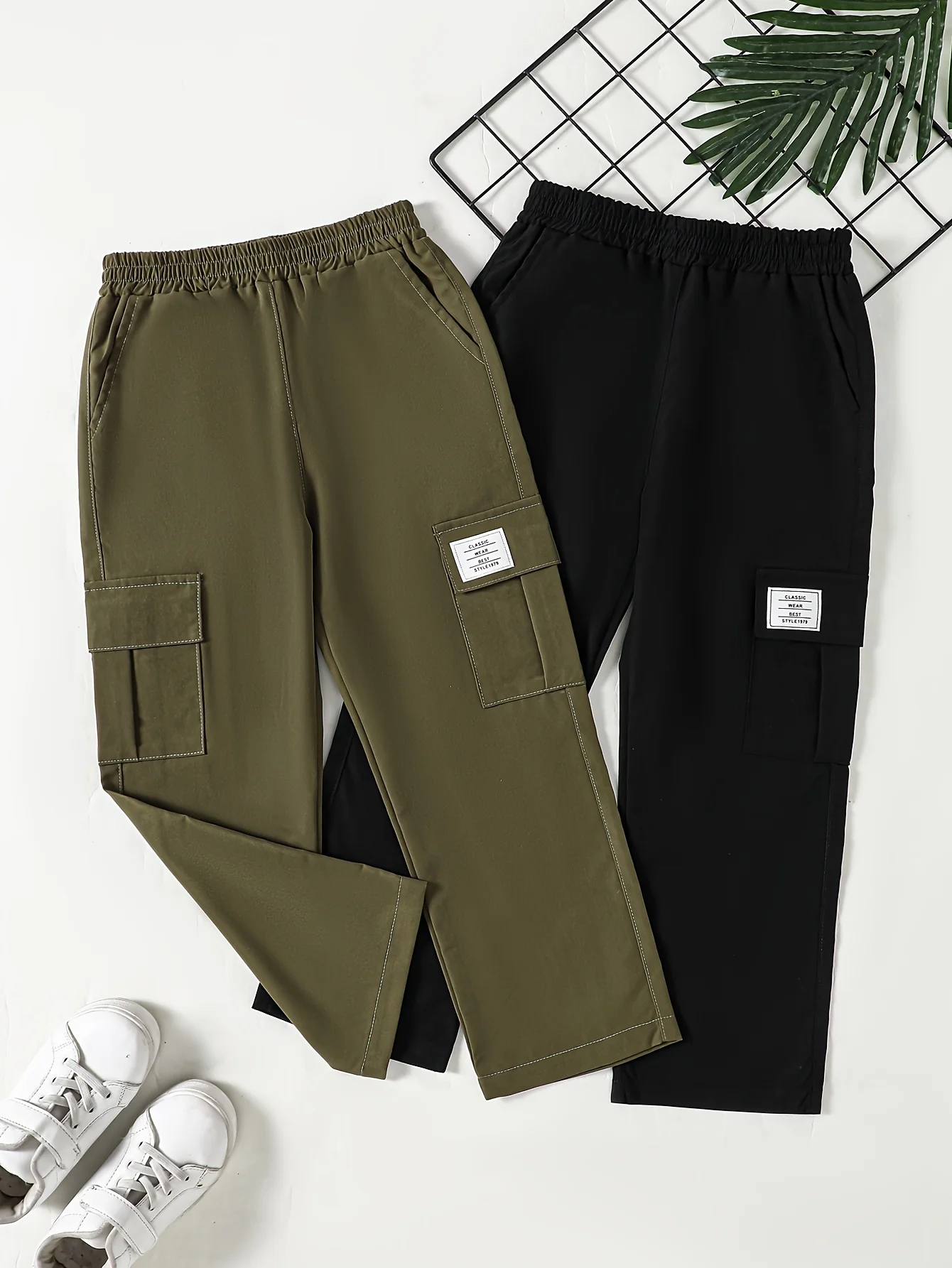 

2 Pack Boys Cargo Pants Side Pocket Straight Leg Autumn Winter Casual Comfort Streetwear Children Fashion Bottoms