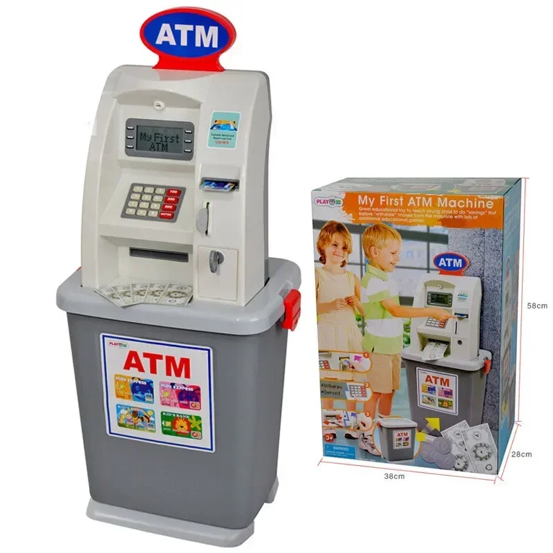 81 cm di alta qualità per bambini banca ATM macchina contanti deposito macchina giocattolo casa da gioco giocattoli per bambini compleanno regalo di Natale