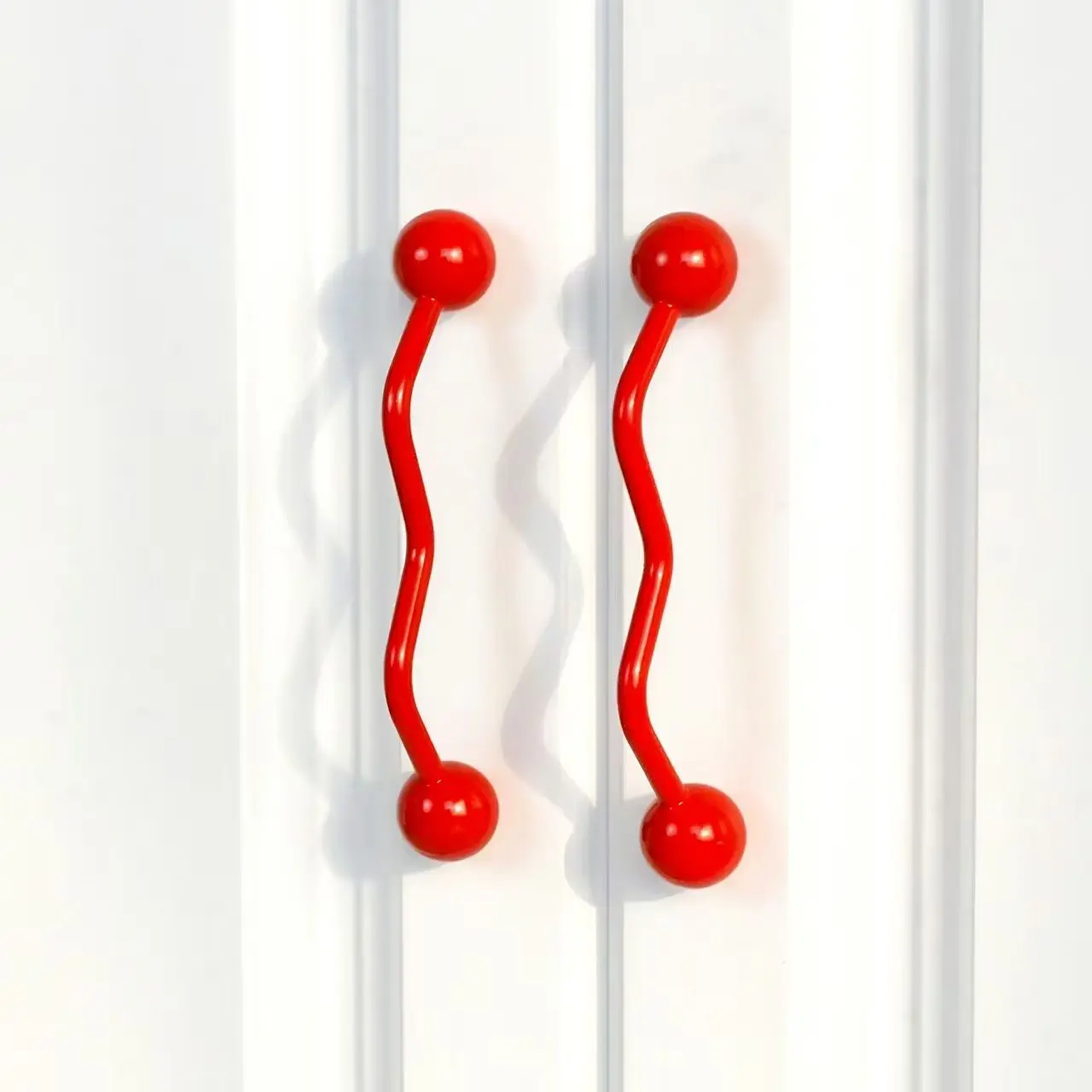 Minimalist Double‑Hole Solid Zinc Alloy Long Pull Handle, Dopamine Color Style for Drawer Wardrobe Cabinet Wine Cabinet