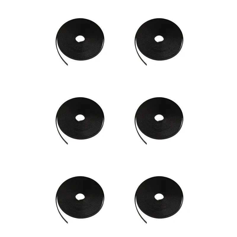 BHTS-6Pcs 5 Meters GT2 Timing Belt Width 6Mm Fit For Reprap Mendel Rostock Prusa GT2-6Mm Belt