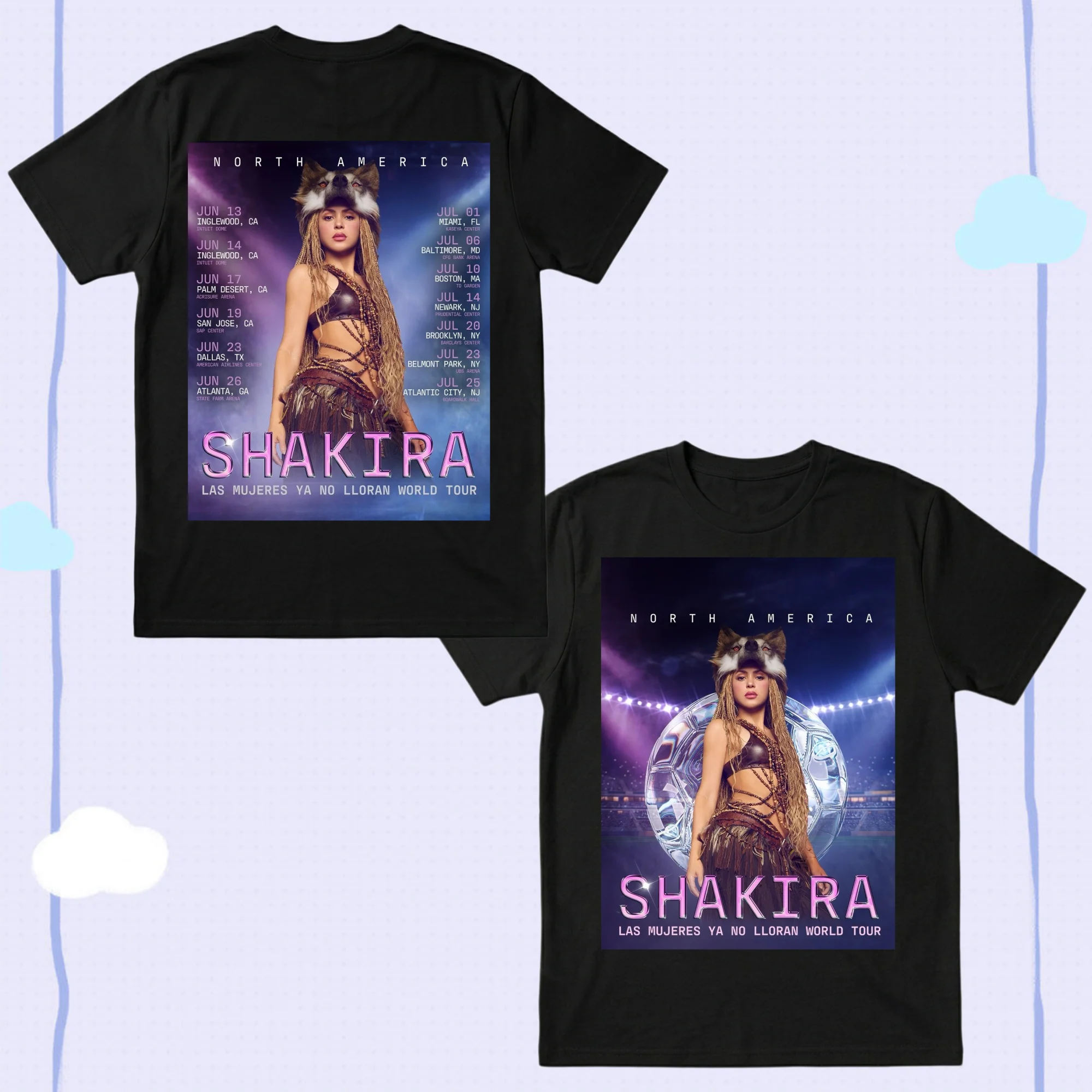 Camiseta Unisex de Shakira 2026 Las Mujeres Ya No Lloran World Tour, Cuello Redondo, 100% Algodón, Manga Corta, Estilo Y2K, Talla Grande, Popular