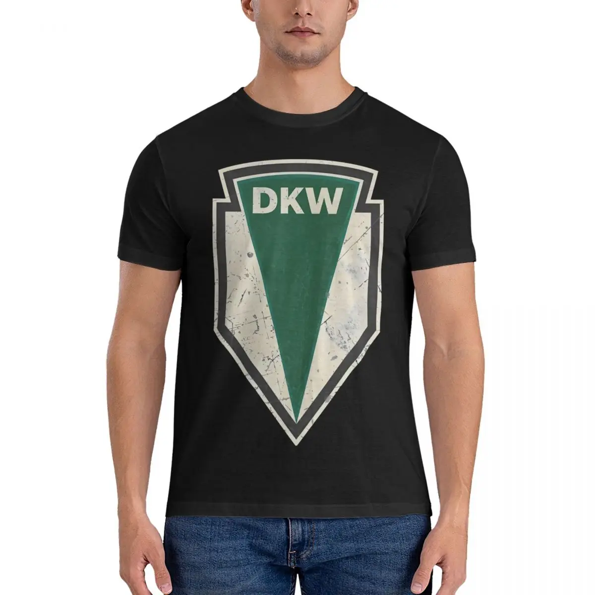 DKW Vintage Auto Logo T Shirts for Men Cotton Funny T-Shirts Round Collar Dkw Tee Shirt Short Sleeve Clothing Printing