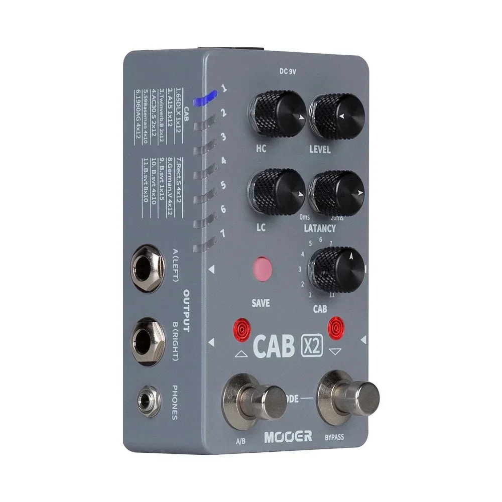 MOOER CAB X2 Stereo IR Cabinet Simulation Pedal Dual Channel Cab Simulation Guitar Effects Pedal 14 Presets 11 Factory IR