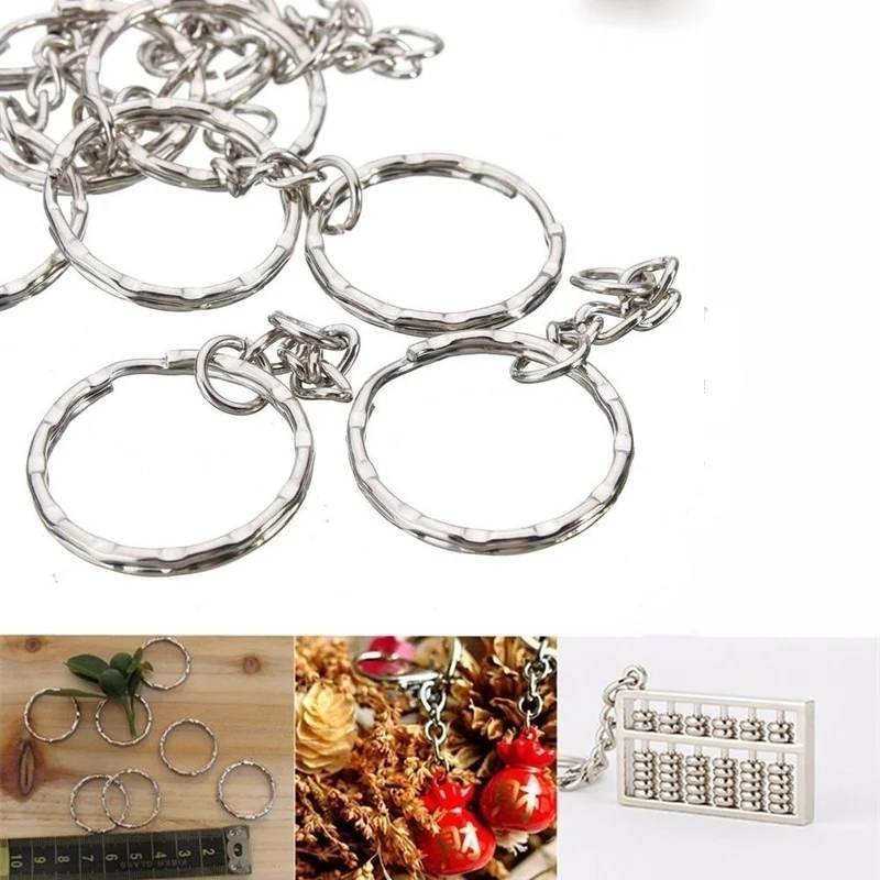 10/50pcs Polished Silver Blank Keyrings Keychains Split Rings Keyfob Pendant Holder Ring Home DIY Jewelry Accessories