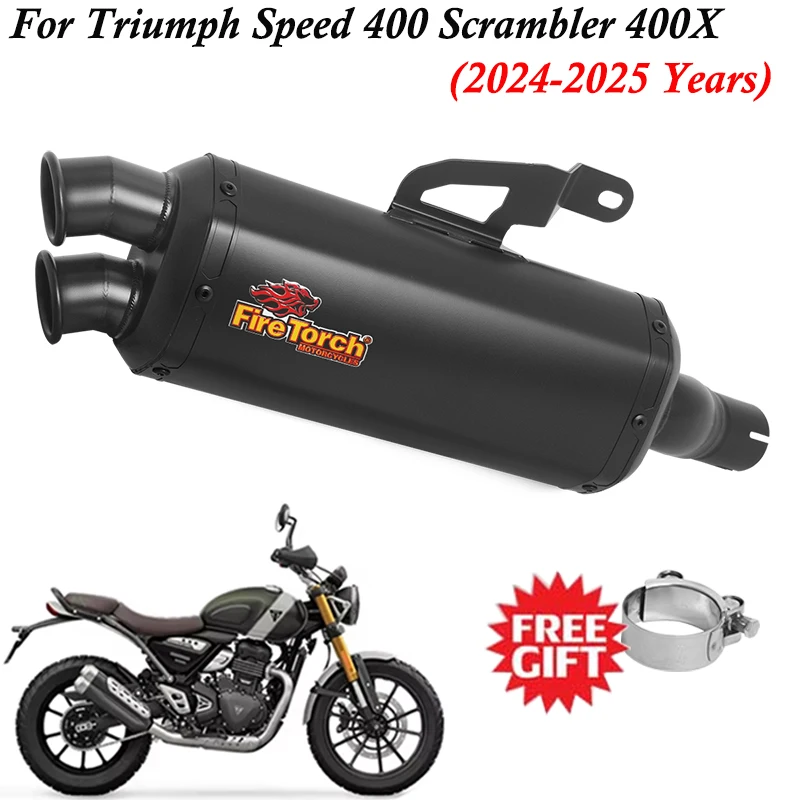

For Triumph Speed 400 Scrambler 400X 400 X 2024 2025 Motorcycle Exhaust Escape Systems Double Hole Removable DB Killer Muffler