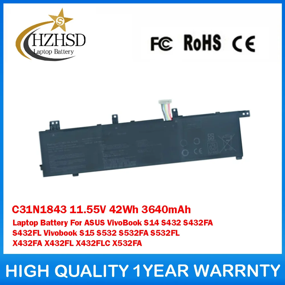 

C31N1843 11.55V 42Wh 3640mAh Laptop Battery For ASUS VivoBook S14 S432 S432FA S432FL Vivobook S15 S532 S532FA S532FL X432FA