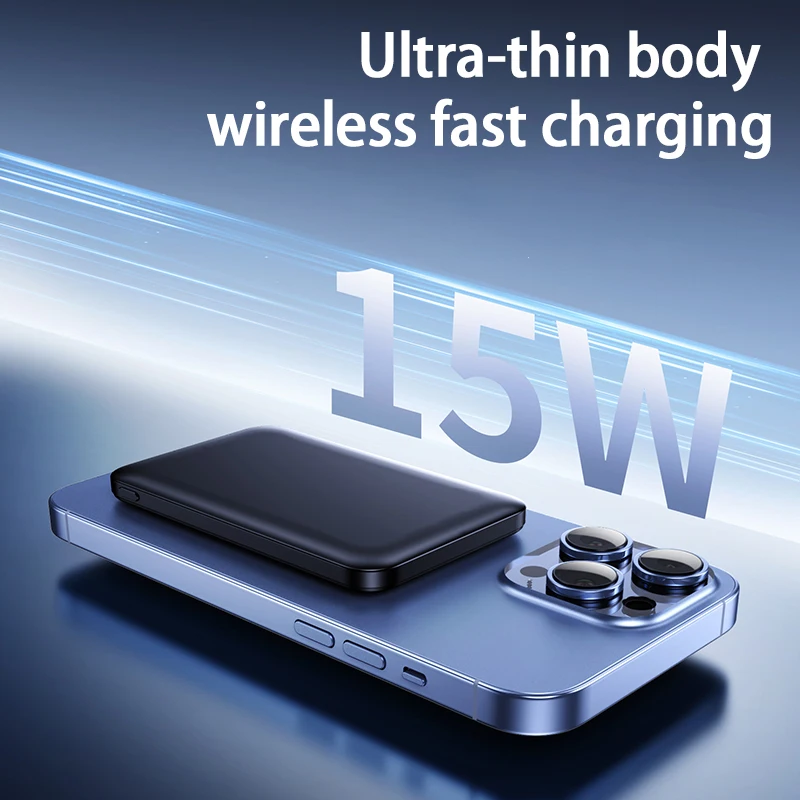 Dünne kabellose Powerbank, magnetisch, PD20W, 5000 mAh, tragbar, schnelles Aufladen, externer Akku für Magsafe, für iPhone 16 15 14 13